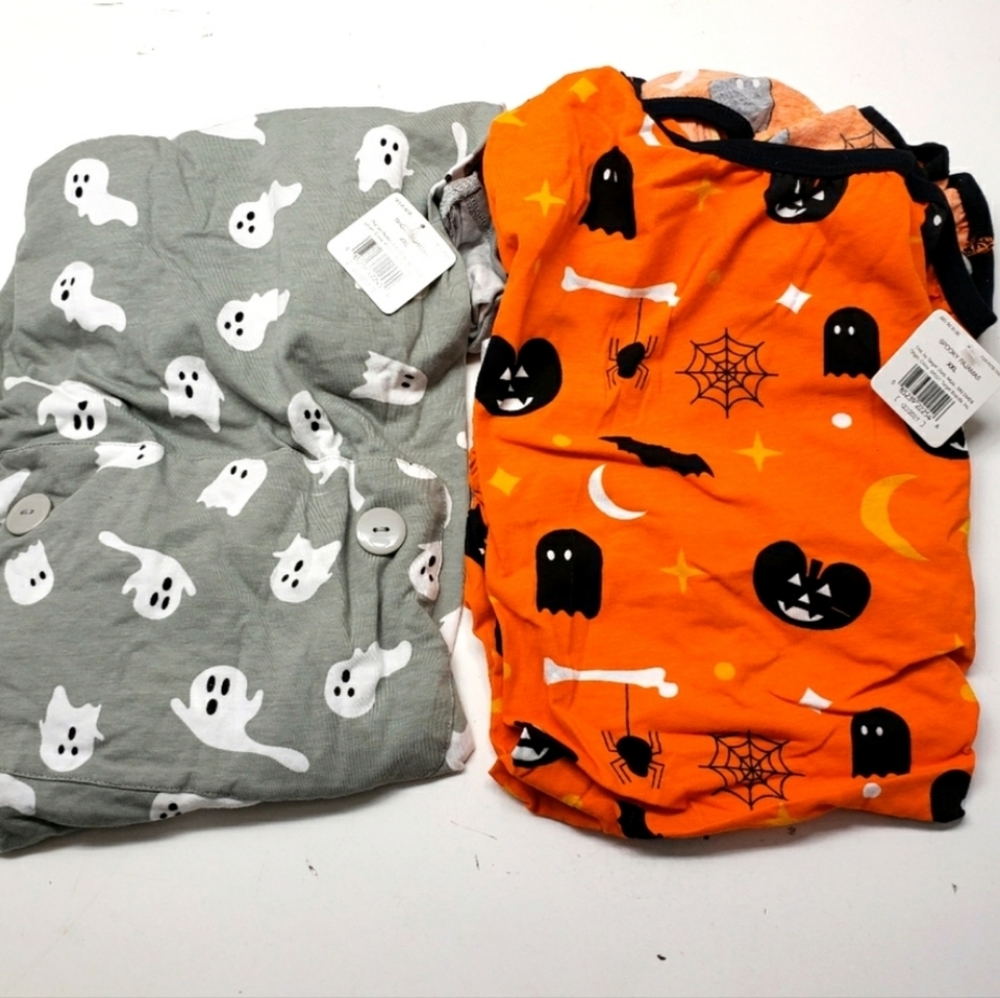 NEW! Lot of 2 Dog Halloween Outfit Pajama Costumes XXL - Ghosts, Spooky …